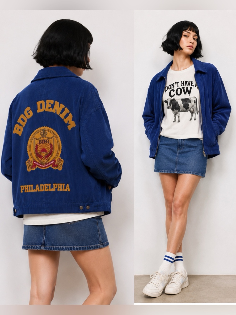 BDG "FFA" Urban Outfitters Blue Corduroy Jacket w/ Gold Patches -Philadelphia M
